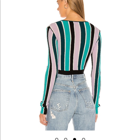 Wildfox Vivid Stripes Emma Sweater Wrap Top XS - Picture 3 of 4